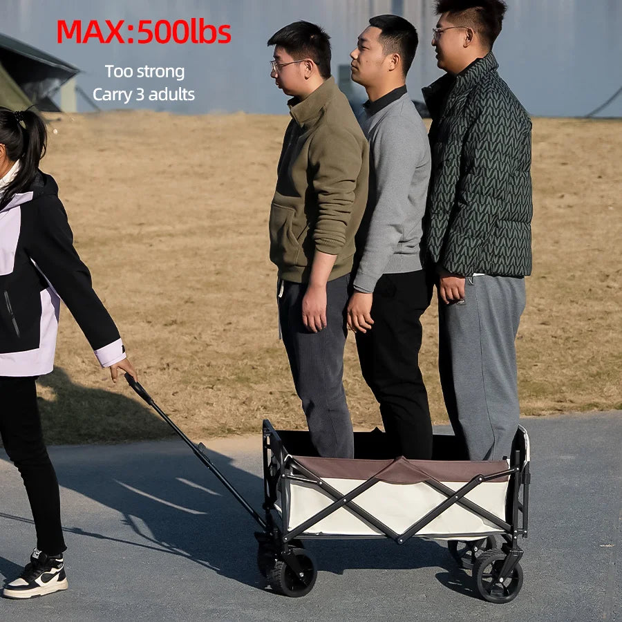 Collapsible Folding Utility Beach Cart Wagon Heavy Duty Large Capacity Fold Wagon Outdoor Trolley Portable Garden Camping Cart