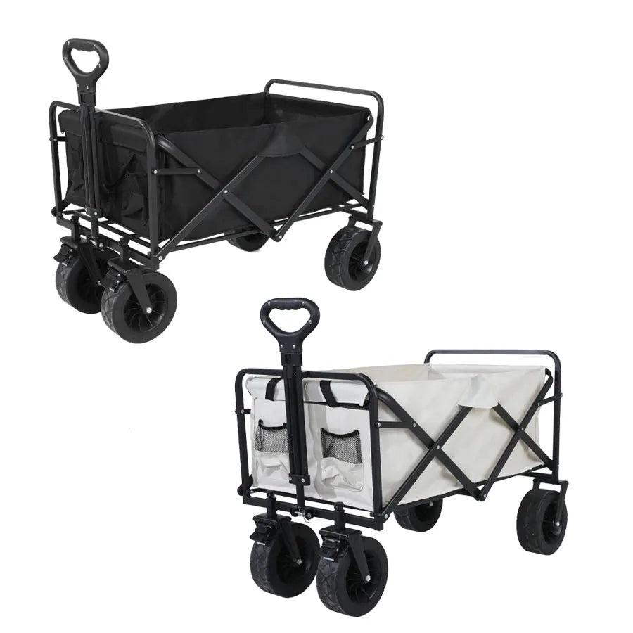 Collapsible Folding Utility Beach Cart Wagon Heavy Duty Large Capacity Fold Wagon Outdoor Trolley Portable Garden Camping Cart