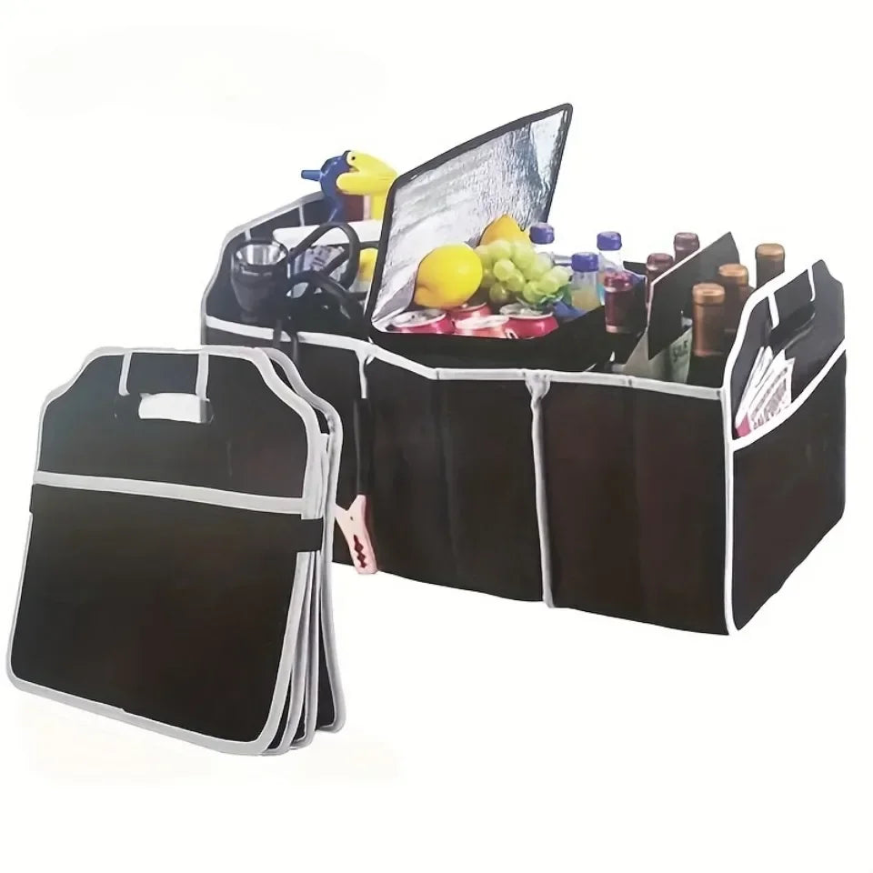 Car Foldable Storage Box Breathable Durable Non Woven Storage Bag 3 Compartments Auto Trunk Organizer Car Accessories Interior