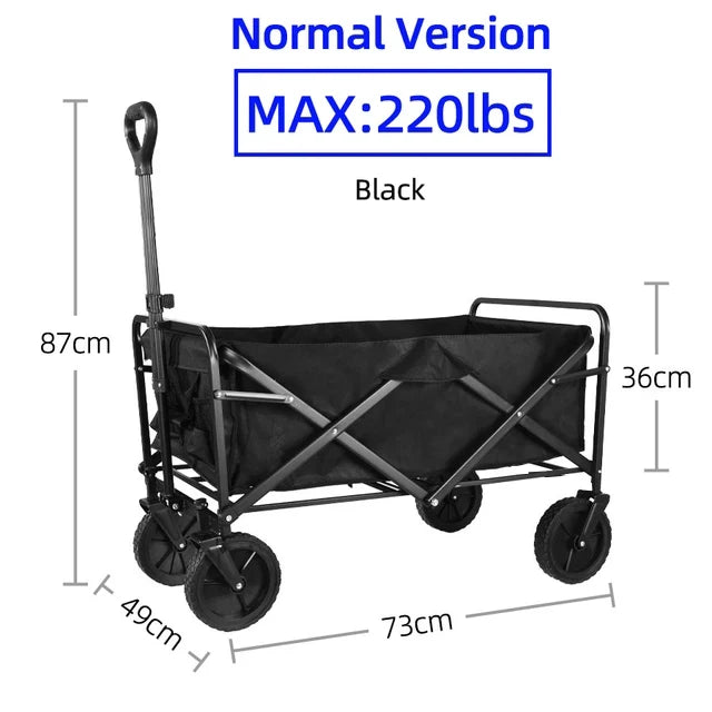 Collapsible Folding Utility Beach Cart Wagon Heavy Duty Large Capacity Fold Wagon Outdoor Trolley Portable Garden Camping Cart