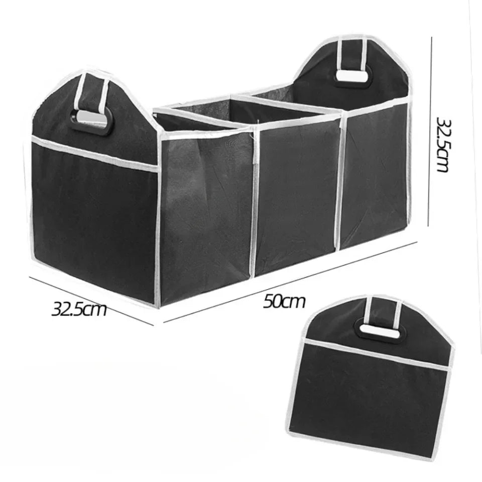 Car Foldable Storage Box Breathable Durable Non Woven Storage Bag 3 Compartments Auto Trunk Organizer Car Accessories Interior