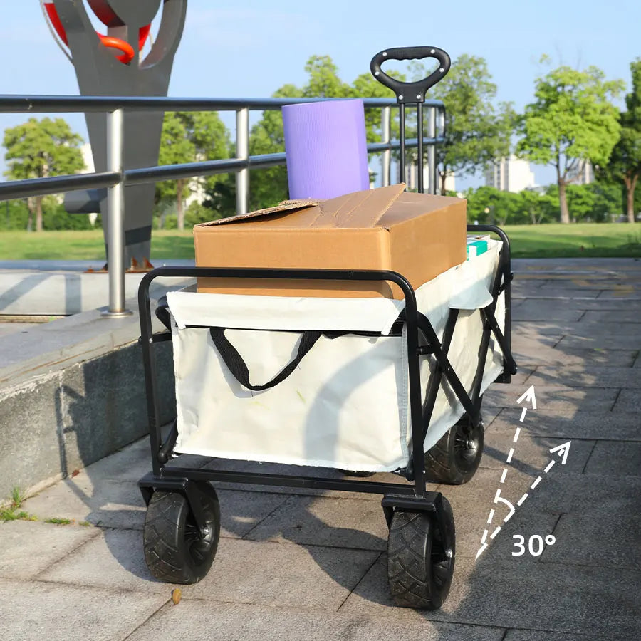 Collapsible Folding Utility Beach Cart Wagon Heavy Duty Large Capacity Fold Wagon Outdoor Trolley Portable Garden Camping Cart