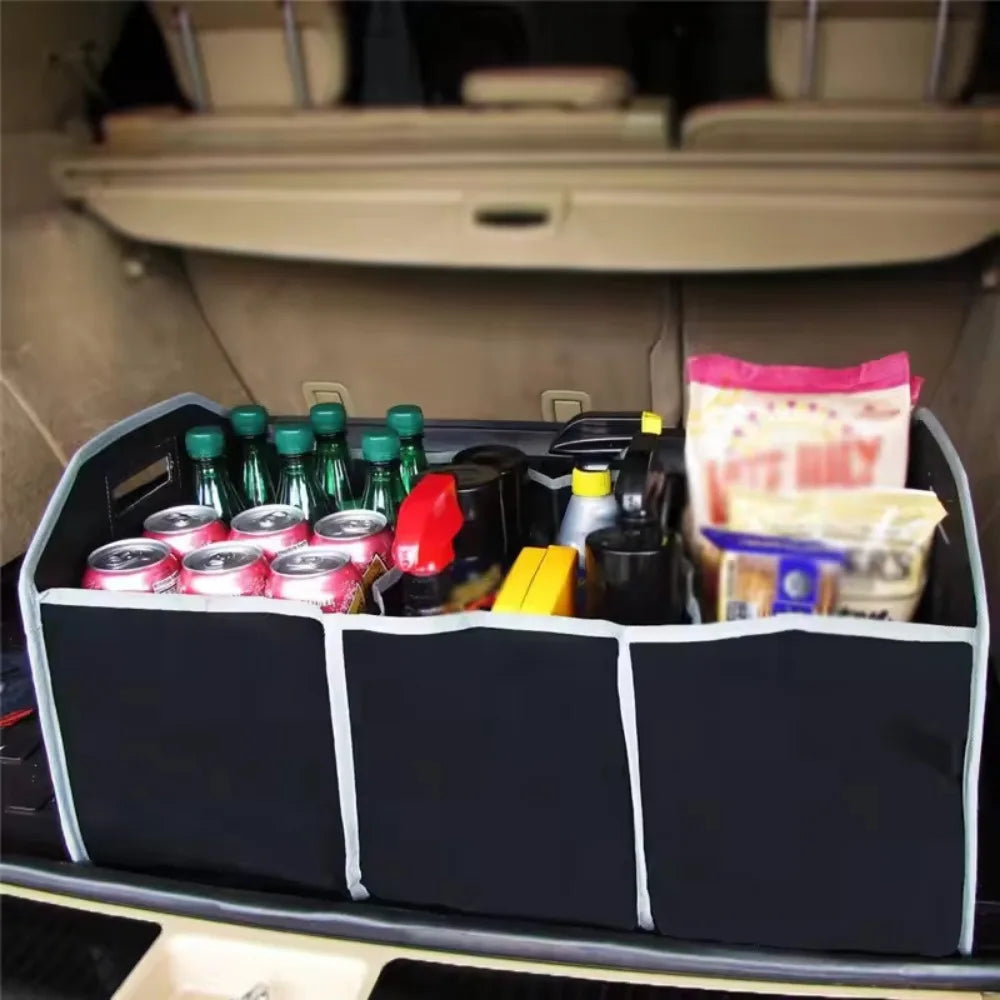 Car Foldable Storage Box Breathable Durable Non Woven Storage Bag 3 Compartments Auto Trunk Organizer Car Accessories Interior