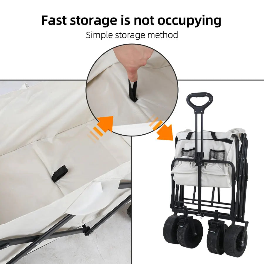 Collapsible Folding Utility Beach Cart Wagon Heavy Duty Large Capacity Fold Wagon Outdoor Trolley Portable Garden Camping Cart
