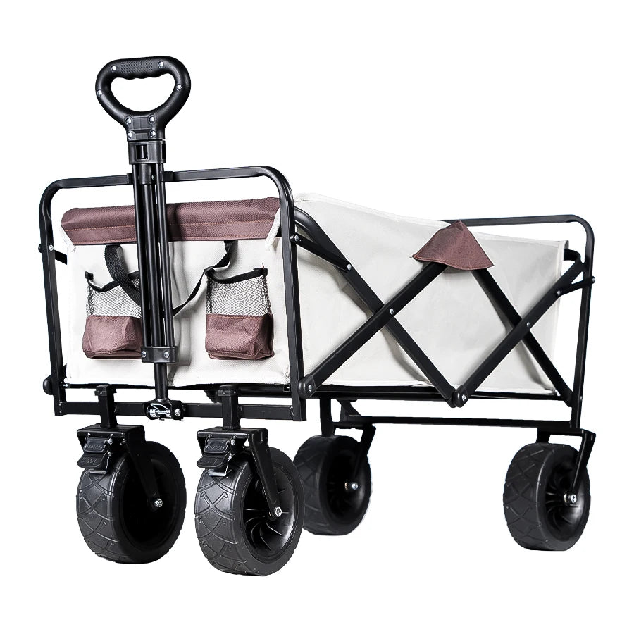 Collapsible Folding Utility Beach Cart Wagon Heavy Duty Large Capacity Fold Wagon Outdoor Trolley Portable Garden Camping Cart