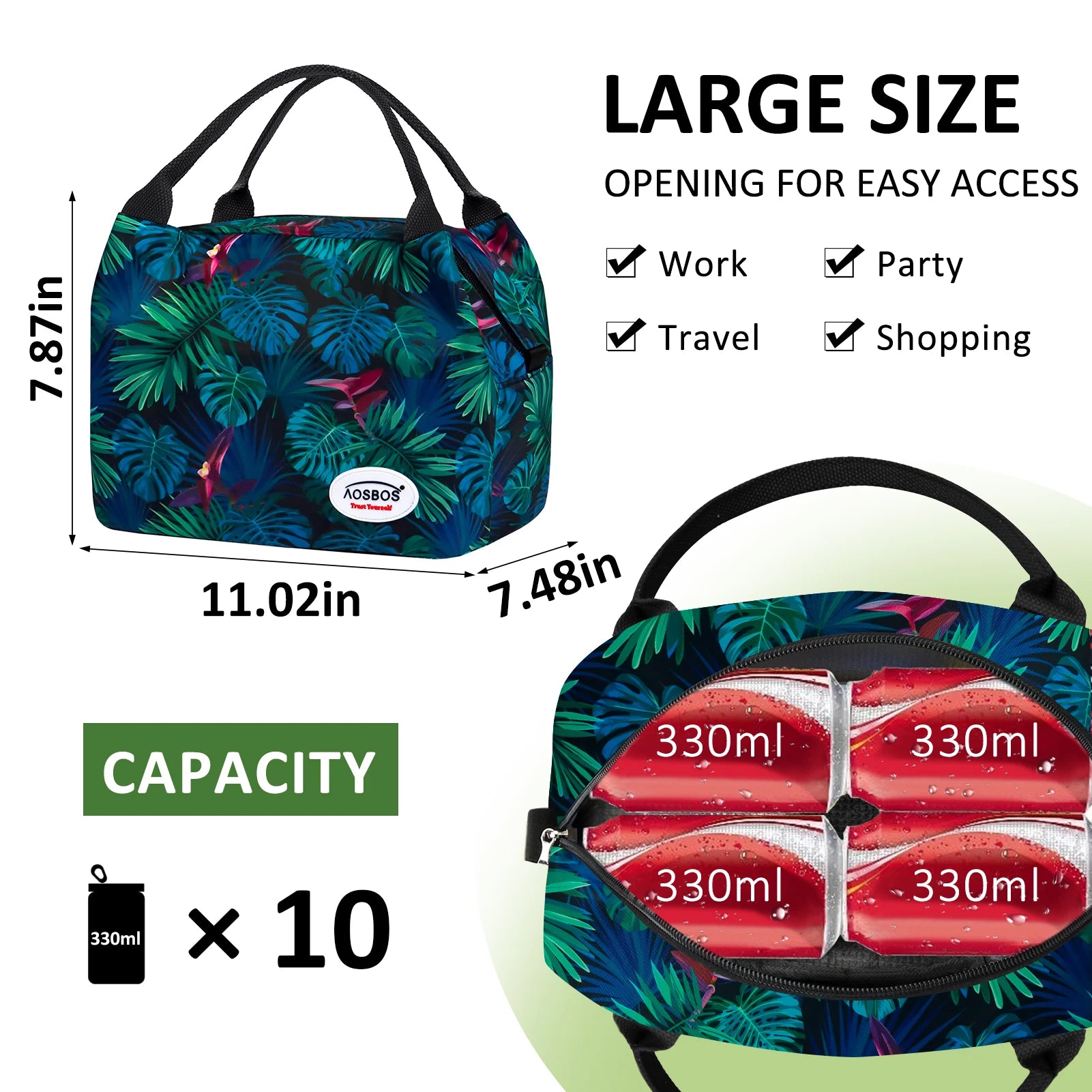 Aosbos Lunch Bag Women Small Lunchbox for Adults Insulated Lunch Bags for Women Lunch Tote Bag Lunch Cooler Lunch Box Bag lonche