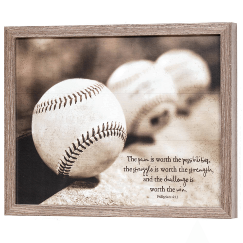Inspirational Baseball Framed Wall Art With Philippians 4:13