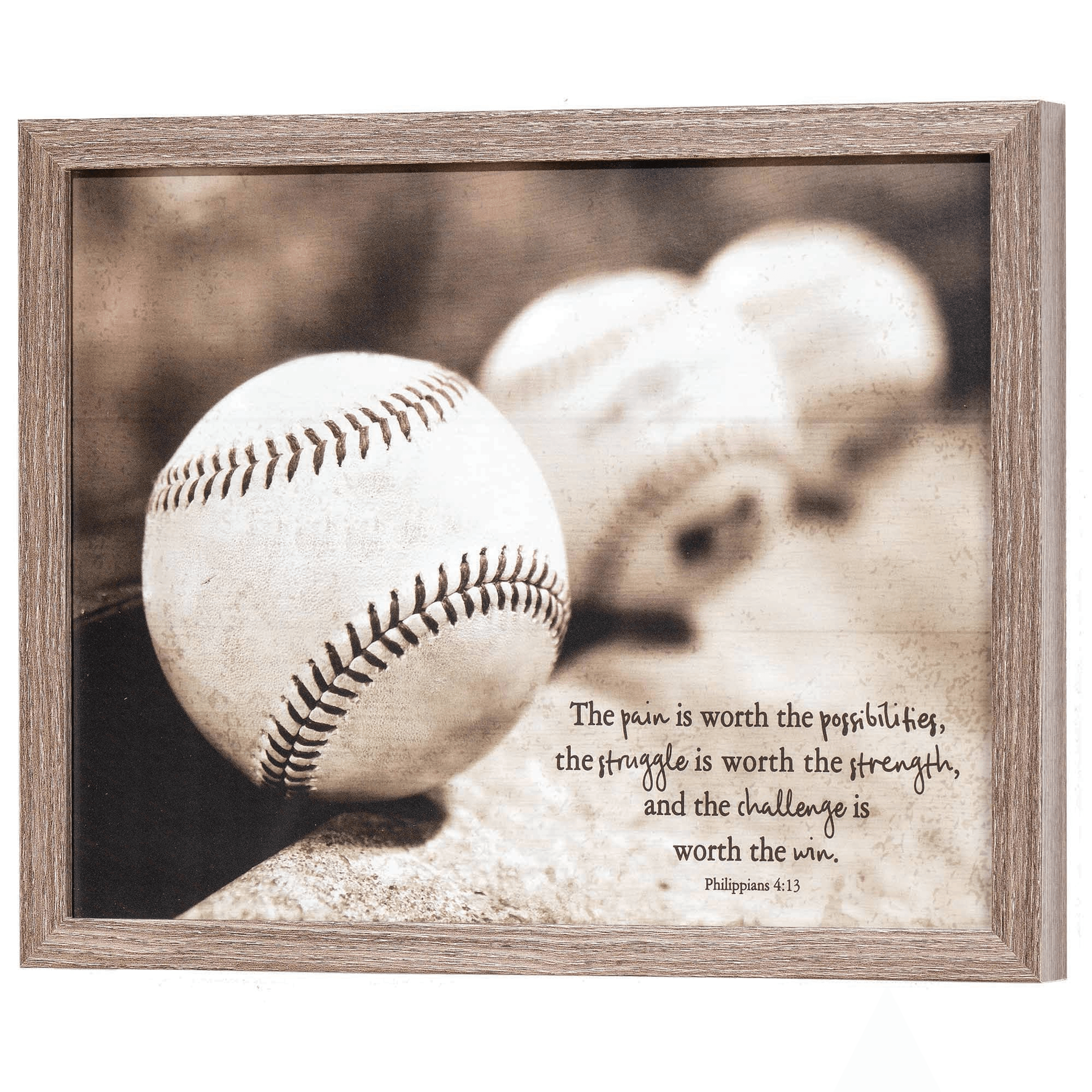 Inspirational Baseball Framed Wall Art With Philippians 4:13