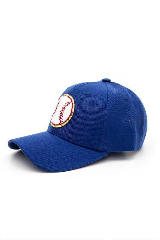 Chenille Baseball Patch Blue Cap