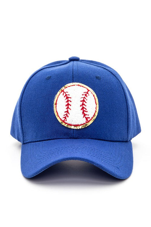 Chenille Baseball Patch Blue Cap