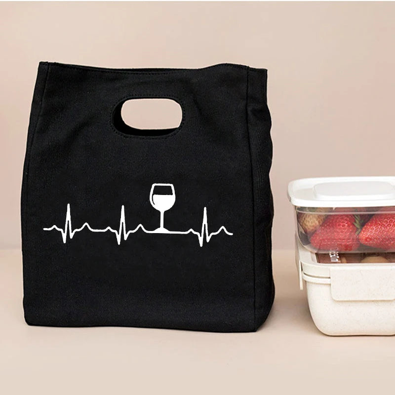 Lifeline Print Fresh Cooler Bags Canvas Portable Thermal Lunch Bags for Women Convenient Lunch Box Tote Dinner Food Bento Pouch