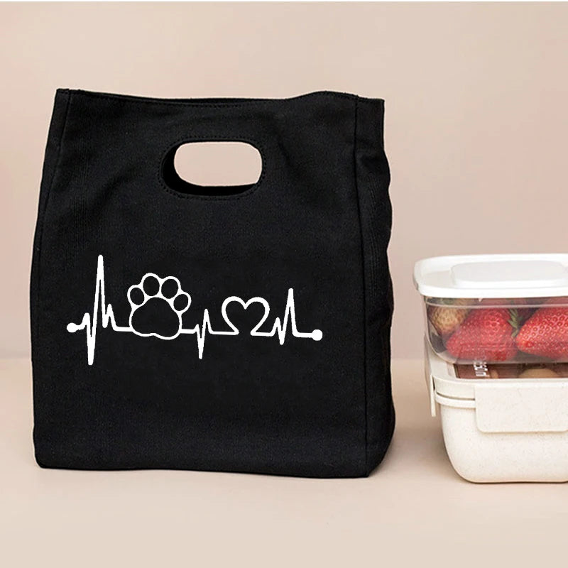 Lifeline Print Fresh Cooler Bags Canvas Portable Thermal Lunch Bags for Women Convenient Lunch Box Tote Dinner Food Bento Pouch
