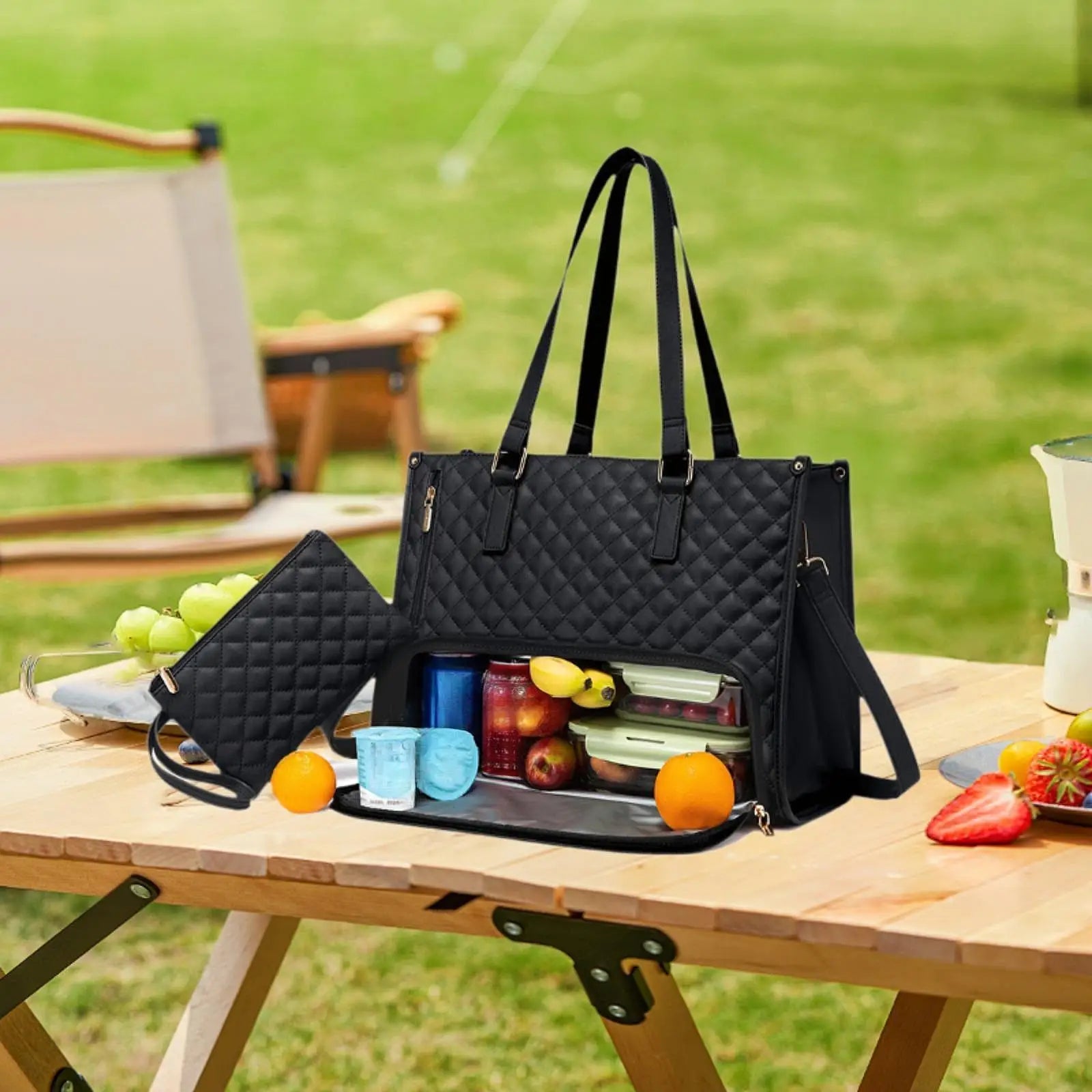 Women's Lunch Tote Bag Laptop Bag with Insulated Lunch Compartment Large Capacity Keep Warm or Cold Outdoor Picnic Tote Handbag