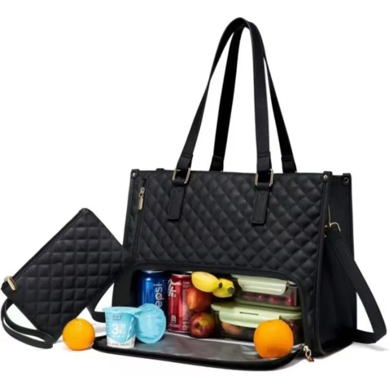 2025 New Portable Lunch Tote Bag Set Women Multi Purpose Insulated Lunch Handbags With Makeup Bag Waterproof Travel Shoulder Bag