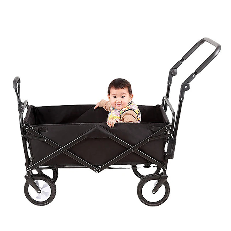 Foldable Folding Cart Push Handle Wagon Cart Equipment Black Lightweight Extendable Cart Trolley Handle Accessories For Camping