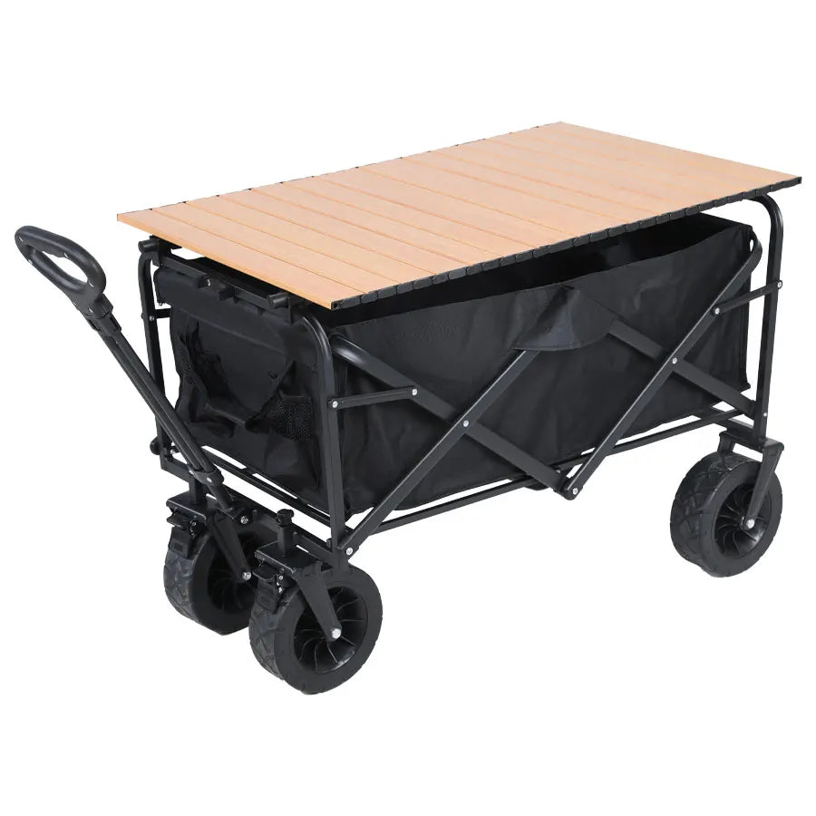Collapsible Folding Utility Beach Cart Wagon Heavy Duty Large Capacity Fold Wagon Outdoor Trolley Portable Garden Camping Cart