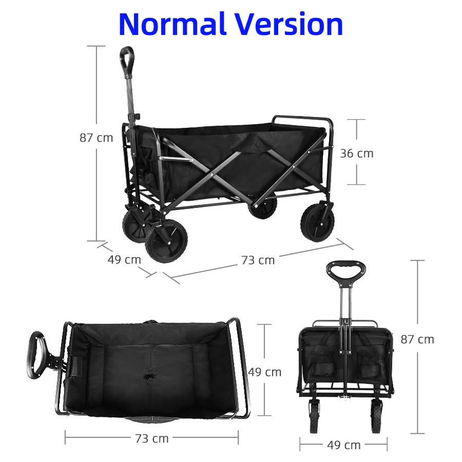 Collapsible Folding Utility Beach Cart Wagon Heavy Duty Large Capacity Fold Wagon Outdoor Trolley Portable Garden Camping Cart