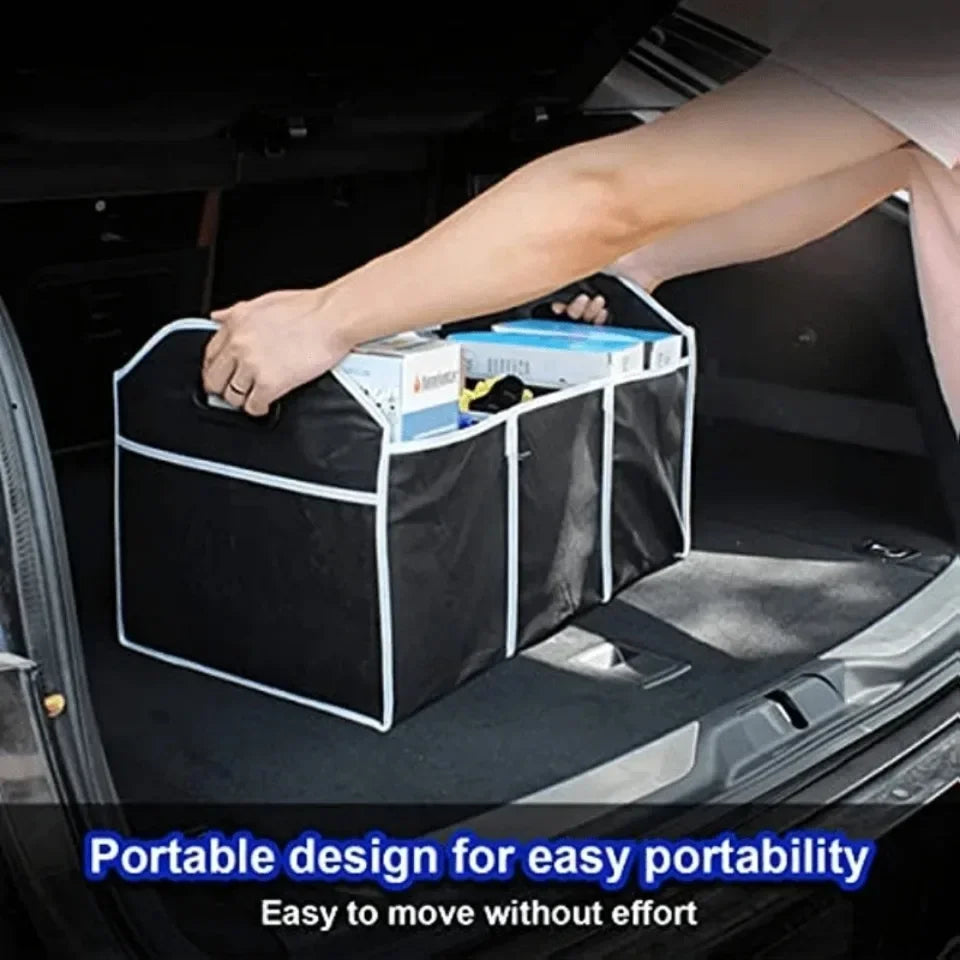 Car Foldable Storage Box Breathable Durable Non Woven Storage Bag 3 Compartments Auto Trunk Organizer Car Accessories Interior