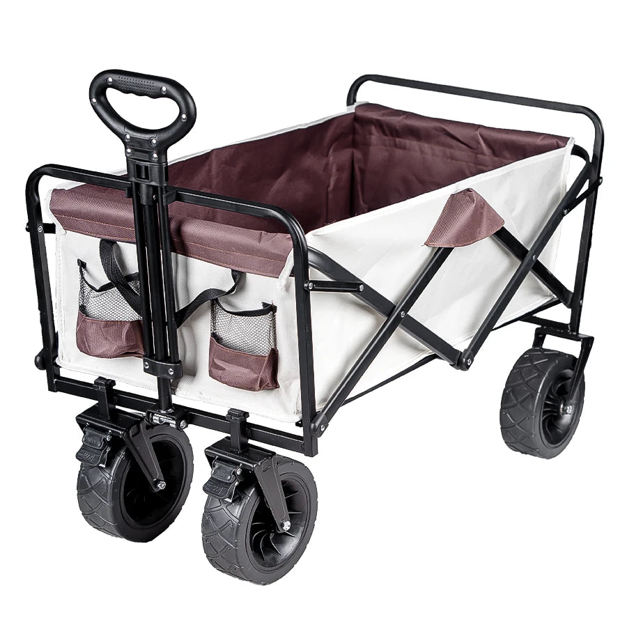 Collapsible Folding Utility Beach Cart Wagon Heavy Duty Large Capacity Fold Wagon Outdoor Trolley Portable Garden Camping Cart
