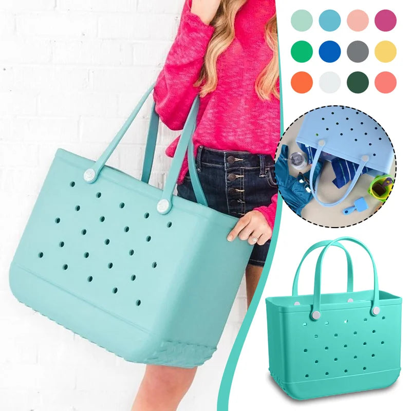 Tote Silicone Basket with Sand Waterproof Travel Bag Sandproof