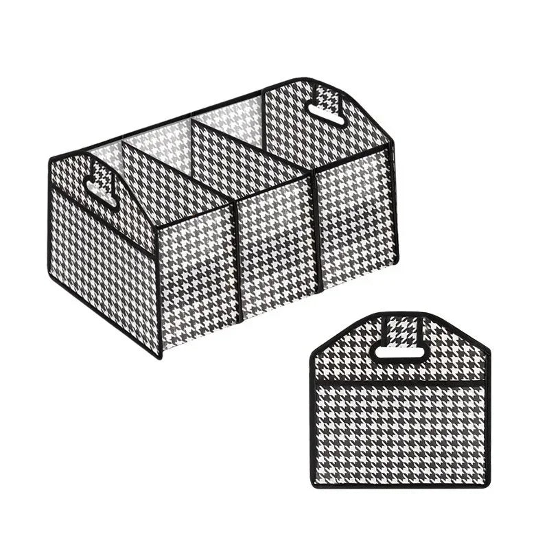 Car Foldable Storage Box Breathable Durable Non Woven Storage Bag 3 Compartments Auto Trunk Organizer Car Accessories Interior