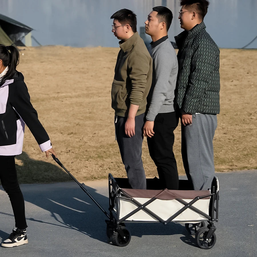 Collapsible Folding Utility Beach Cart Wagon Heavy Duty Large Capacity Fold Wagon Outdoor Trolley Portable Garden Camping Cart