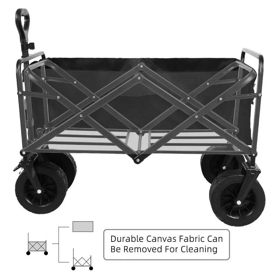 Collapsible Folding Utility Beach Cart Wagon Heavy Duty Large Capacity Fold Wagon Outdoor Trolley Portable Garden Camping Cart