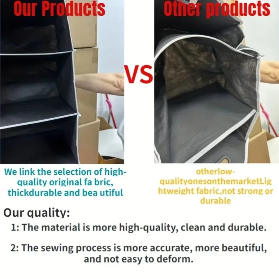 Car Foldable Storage Box Breathable Durable Non Woven Storage Bag 3 Compartments Auto Trunk Organizer Car Accessories Interior