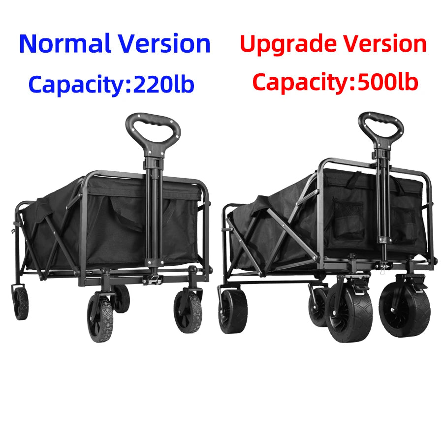 Collapsible Folding Utility Beach Cart Wagon Heavy Duty Large Capacity Fold Wagon Outdoor Trolley Portable Garden Camping Cart