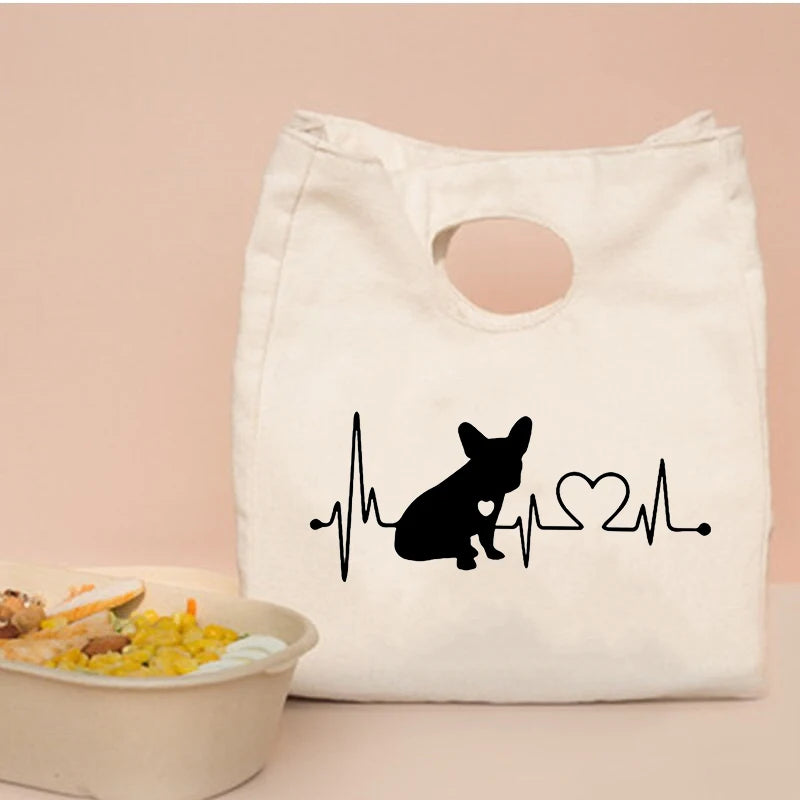 Lifeline Print Fresh Cooler Bags Canvas Portable Thermal Lunch Bags for Women Convenient Lunch Box Tote Dinner Food Bento Pouch