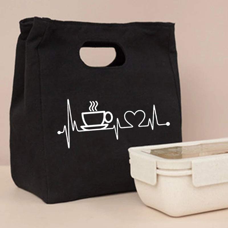 Lifeline Print Fresh Cooler Bags Canvas Portable Thermal Lunch Bags for Women Convenient Lunch Box Tote Dinner Food Bento Pouch