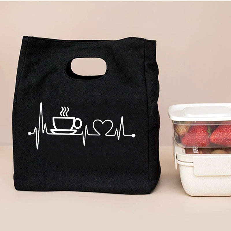 Lifeline Print Fresh Cooler Bags Canvas Portable Thermal Lunch Bags for Women Convenient Lunch Box Tote Dinner Food Bento Pouch